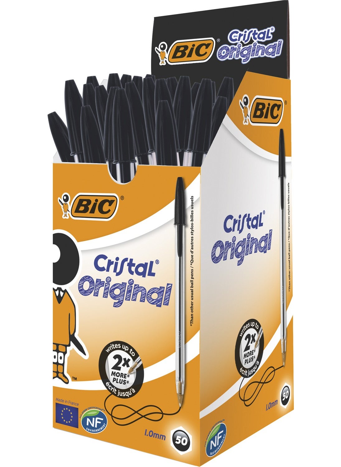 Bic Cristal Medium Ballpoint Pen Black Box of 50  - Image 1