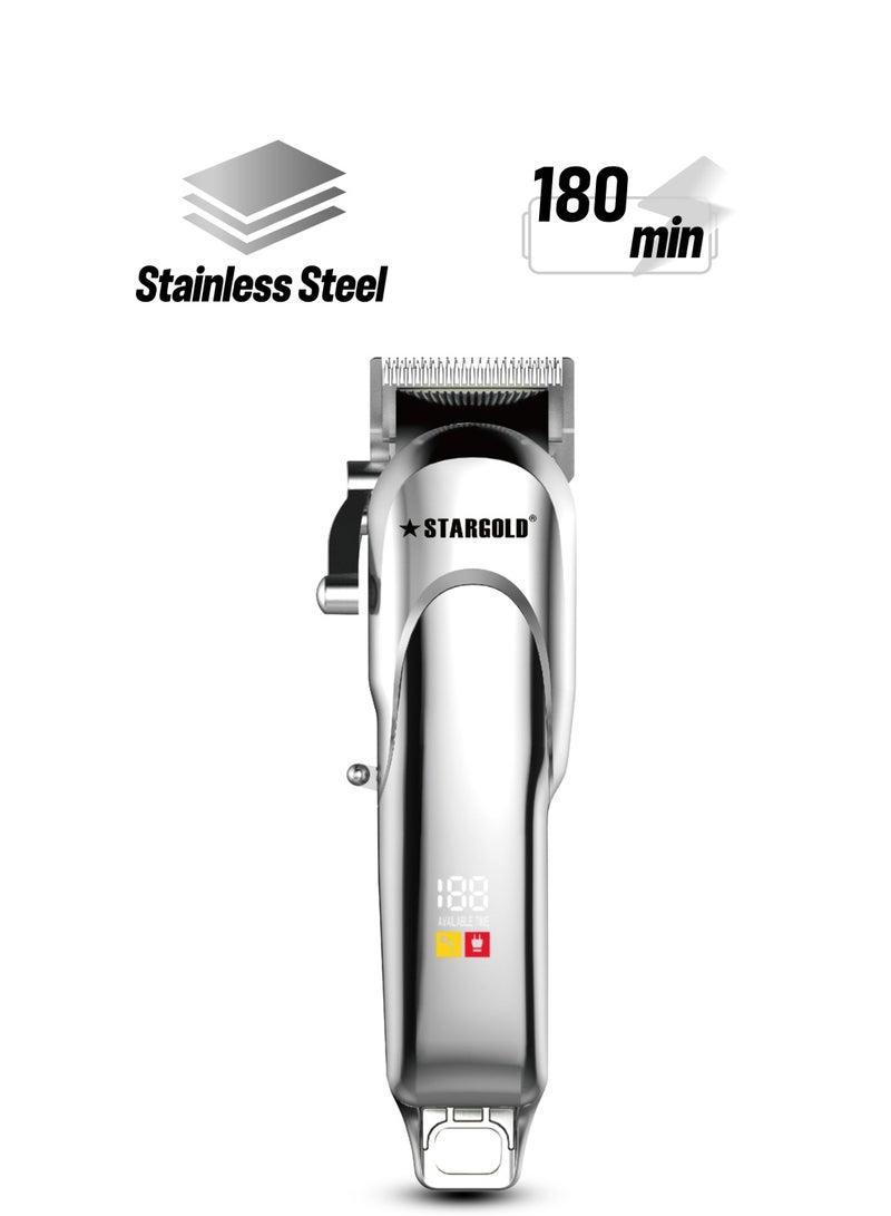 ستارجولد ماكينة قص شعر احترافية، تحكم في 4 تروس قابلة للتعديل، شفرة من الفولاذ الكربوني، عمر بطارية طويل، شحن USB - Image 1