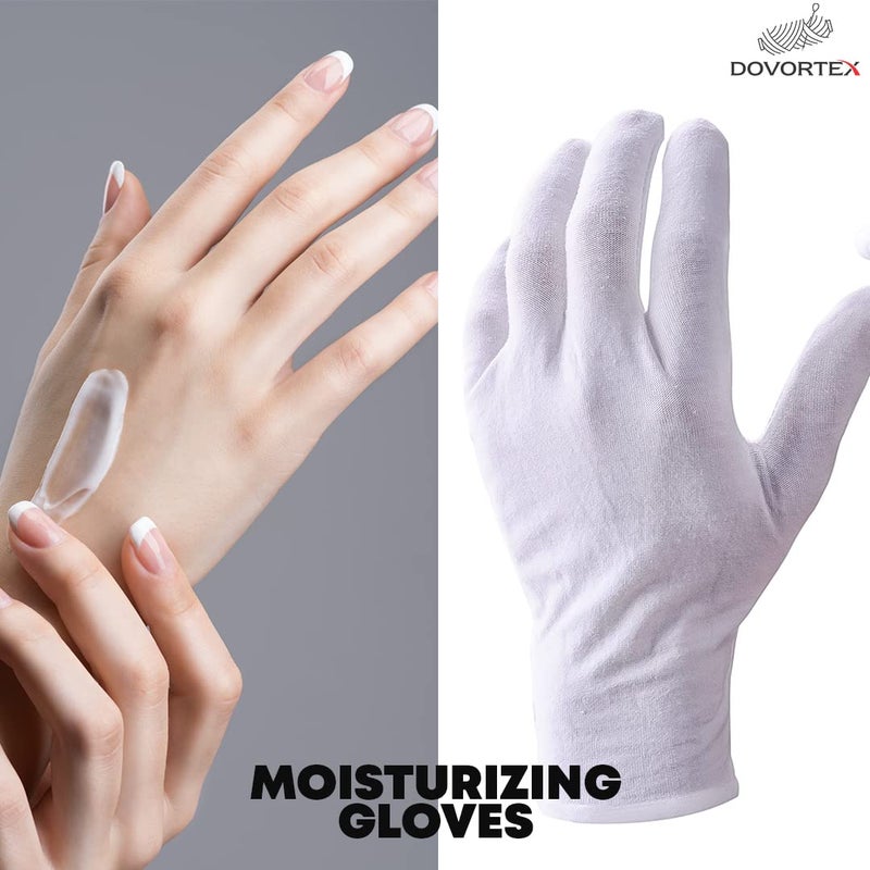 DOVORTEX 20 Pcs White Cotton Gloves| Cotton Gloves for Eczema| Cotton Gloves for Dry Hands| Moisturizing Gloves for Eczema| Inspection Gloves| Coin Handling and Jewelry Inspection Gloves| - Image 4