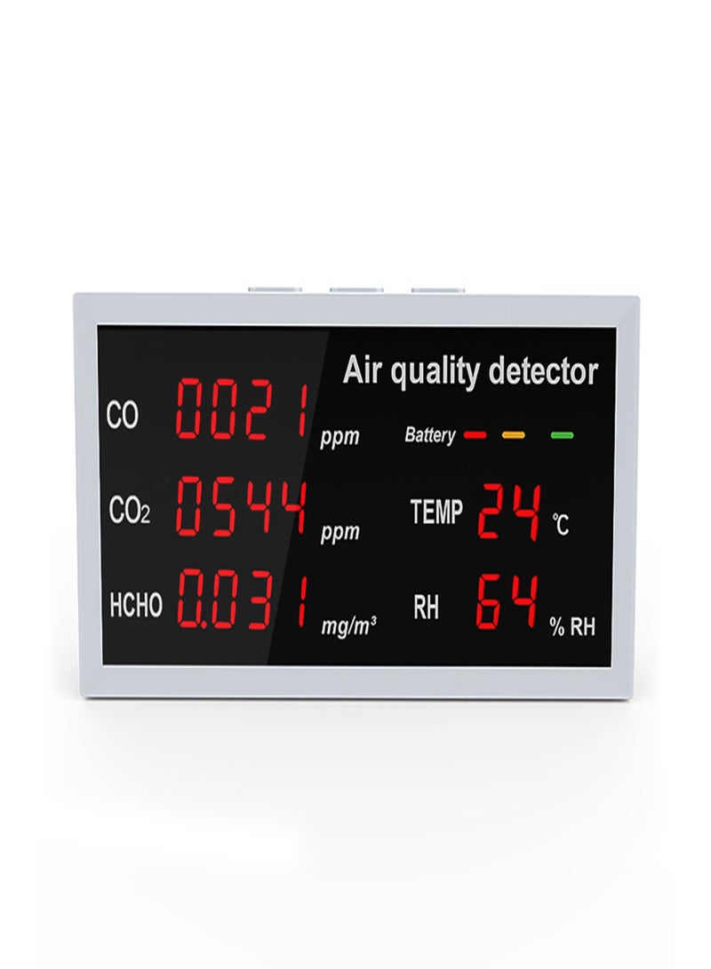 5 in 1 Multifunctional Detector LED Display CO CO2 HCHO Temperature Humidity Monitoring Home Desktop High Precisions Quick Detect Air Quality Detector Home Indoor Outdoor Office Hotel Environmental - Image 1