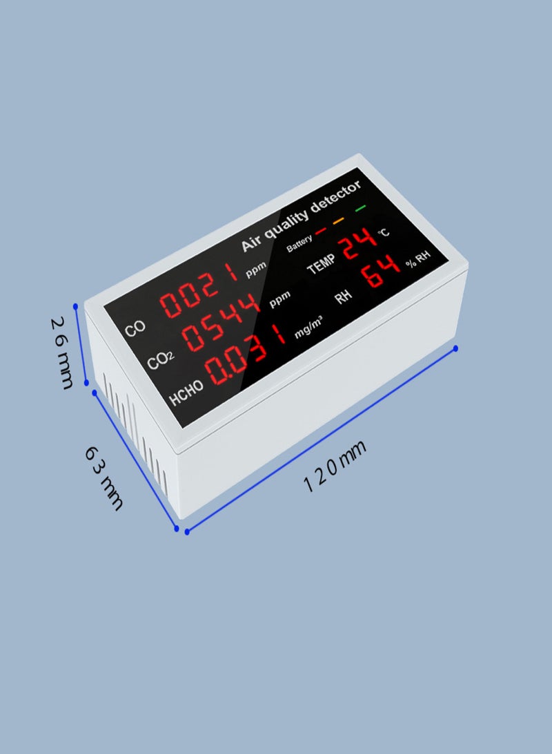5 in 1 Multifunctional Detector LED Display CO CO2 HCHO Temperature Humidity Monitoring Home Desktop High Precisions Quick Detect Air Quality Detector Home Indoor Outdoor Office Hotel Environmental - Image 5