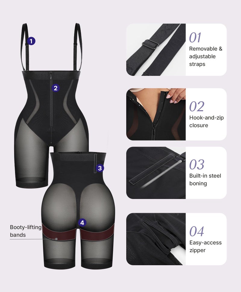 SHAPELLX Shapewear Tummy Control Faja Body Shaper for Women Butt Lifting High Waist Shorts Open Bust Strapless Bodysuit - Image 4