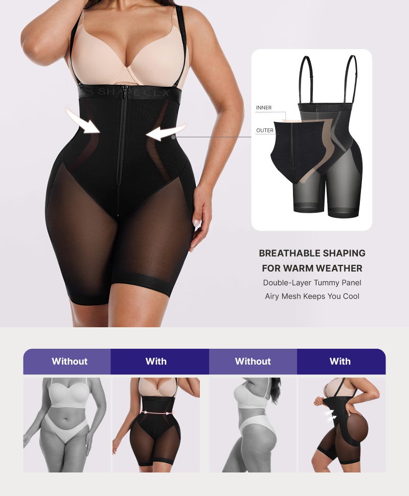 SHAPELLX Shapewear Tummy Control Faja Body Shaper for Women Butt Lifting High Waist Shorts Open Bust Strapless Bodysuit - Image 2