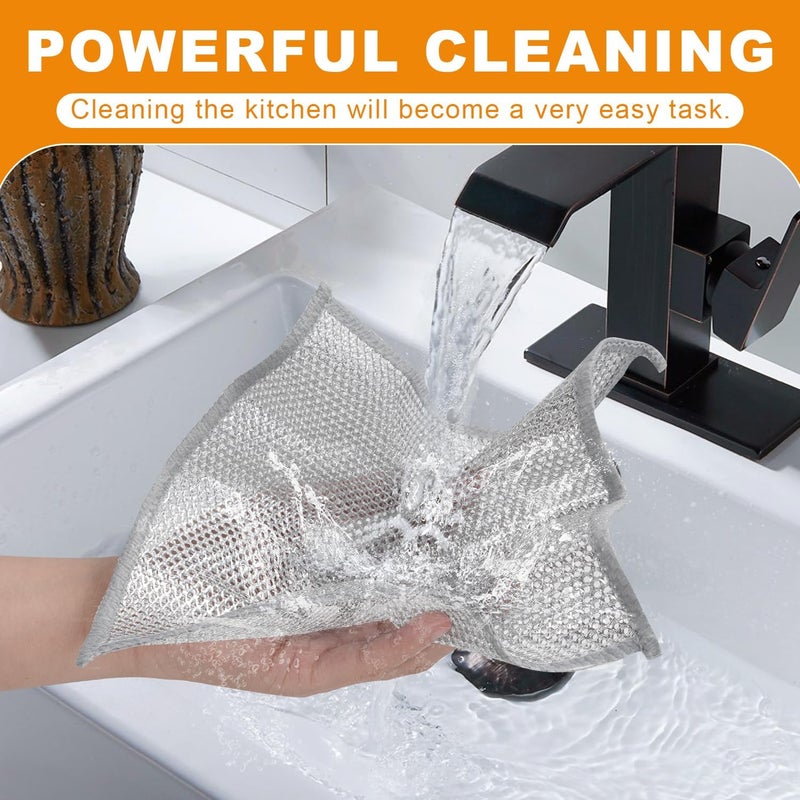 20 Pcs New Upgrade 3-Layer Metal Dish Cloth - Non-Scratch Wire Cleaning Cloths for Kitchen - Image 5