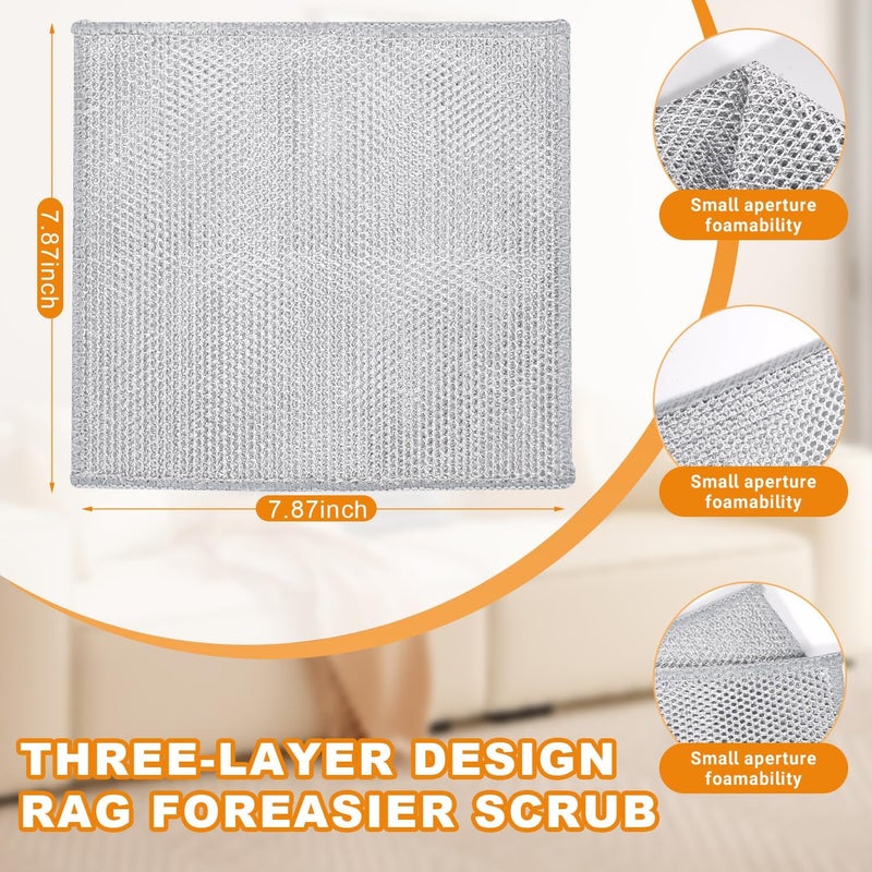 20 Pcs New Upgrade 3-Layer Metal Dish Cloth - Non-Scratch Wire Cleaning Cloths for Kitchen - Image 2