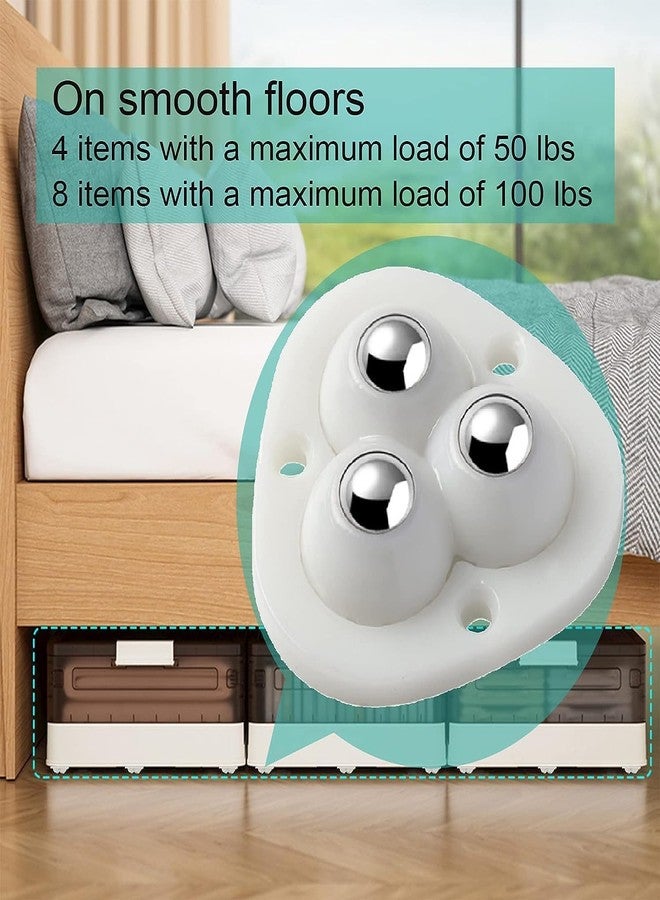 UB Unity Brand 8pcs Caster Wheel Self Adhesive Caster Wheel 360° Swivel Wheels for Furniture, Small Appliance, DIY Modification Moving Table Heavy Duty Caster Wheels (White) - Image 3