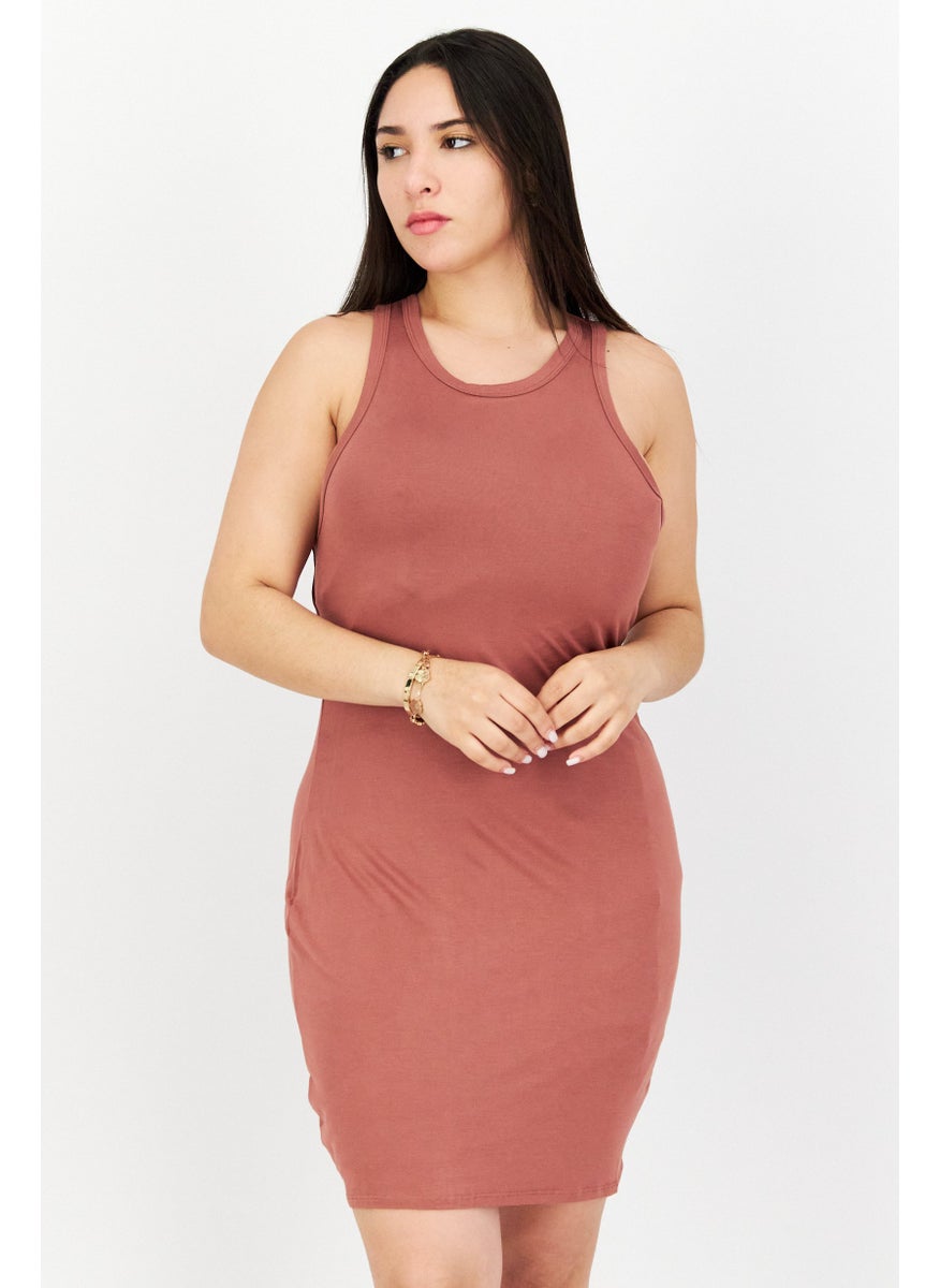 Gentle Fawn - Women Plain Mini Dress, Brown - Image 1