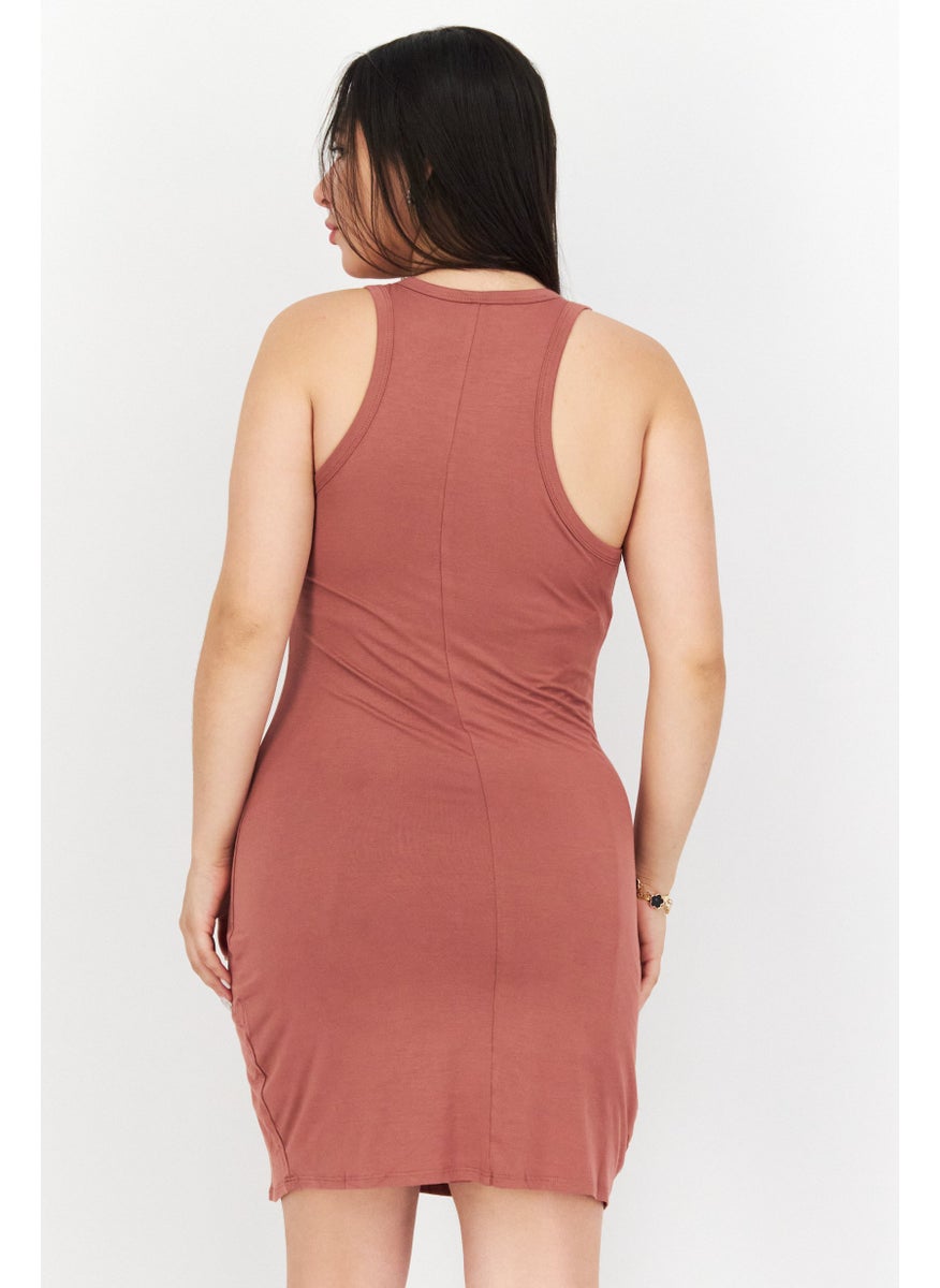Gentle Fawn - Women Plain Mini Dress, Brown - Image 1