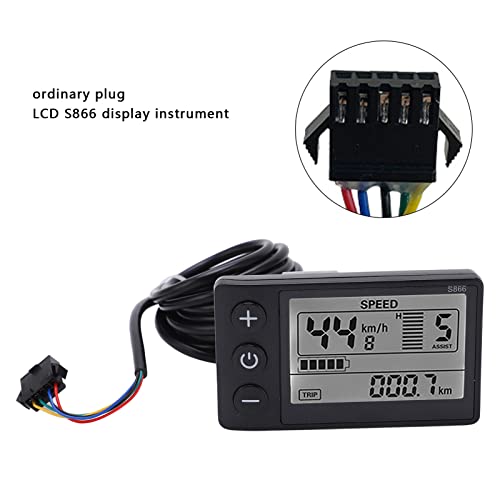 Goshyda S866 Bike Computer, Electric Display LCD Meter, 24V 36V 48V Electric Scooter Control Panel with Plug, Bike Speedometer Odometer, Black, for 22.2mm/0.9in Handlebars - Image 4