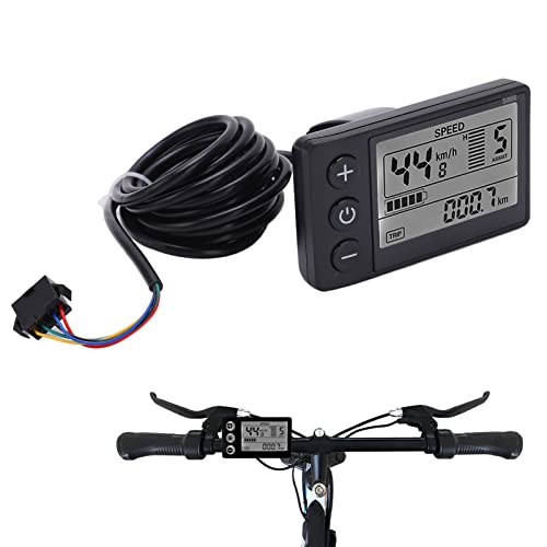 Goshyda S866 Bike Computer, Electric Display LCD Meter, 24V 36V 48V Electric Scooter Control Panel with Plug, Bike Speedometer Odometer, Black, for 22.2mm/0.9in Handlebars - Image 1