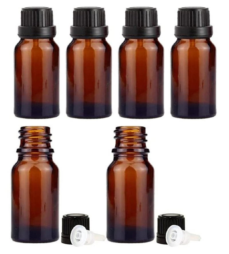 Mkd2 Rise Mkd2 Rise Empty Amber Glass Bottle 30ml Set of 6 with Leak Proof Euro Dropper Black Cap Ideal to Store Essential Oils Fragrances Medicines DIY Perfumes Homeopathy Refillable  - Image 1