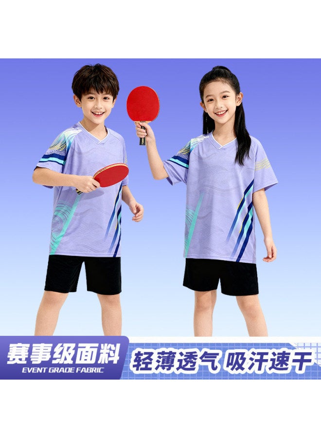 Table Tennis Clothing, Badminton Clothing Set, Children's Training Clothing, Boys And Girls Primary School Compeion Long-sleeved Sportswear With Printed Text