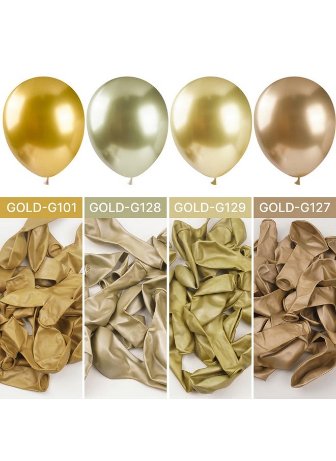 PartyWoo - Metallic Gold Balloons, 127 Pcs Gold Metallic Balloons Different Sizes Pack Of 36 Inch 18 Inch 12 Inch 10 Inch 5 Inch Chrome Gold Balloons For Balloon Garland As Party Decorations, Gold-G101 - Image 1
