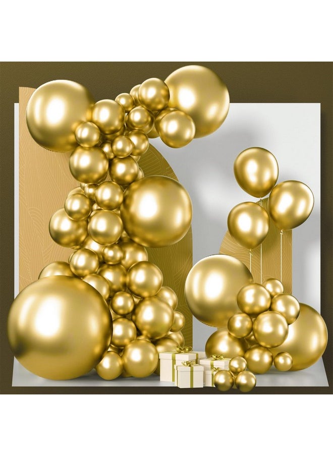 PartyWoo - Metallic Gold Balloons, 127 Pcs Gold Metallic Balloons Different Sizes Pack Of 36 Inch 18 Inch 12 Inch 10 Inch 5 Inch Chrome Gold Balloons For Balloon Garland As Party Decorations, Gold-G101 - Image 1