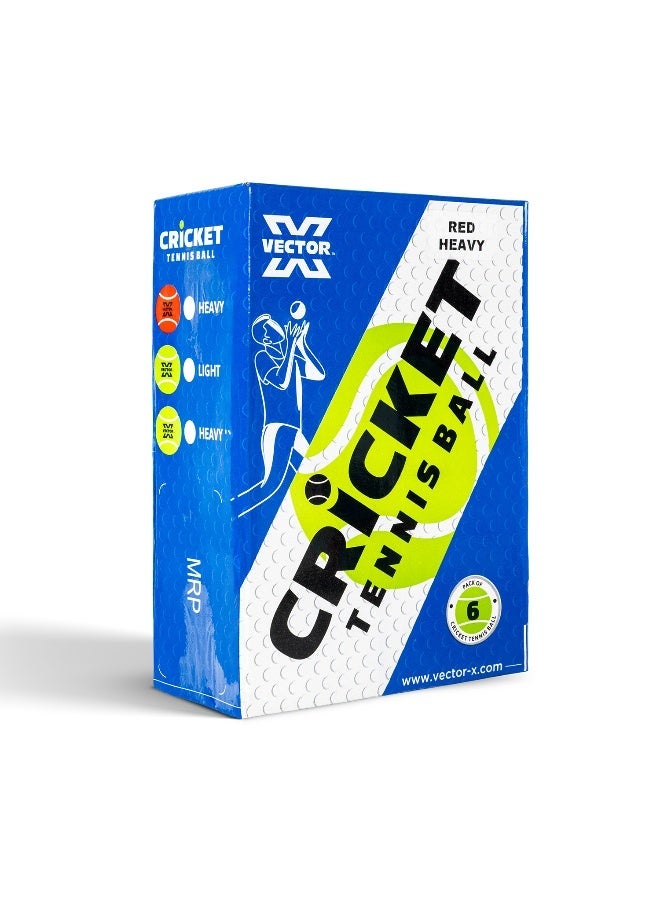 Vector X Cricket Tennis Ball – Heavy Duty, Durable Red Cricket Ball for Training & Outdoor Play - Image 1