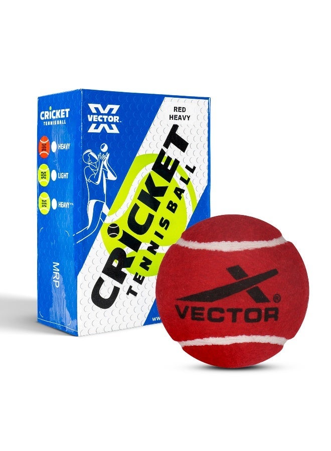 Vector X Cricket Tennis Ball – Heavy Duty, Durable Red Cricket Ball for Training & Outdoor Play - Image 2