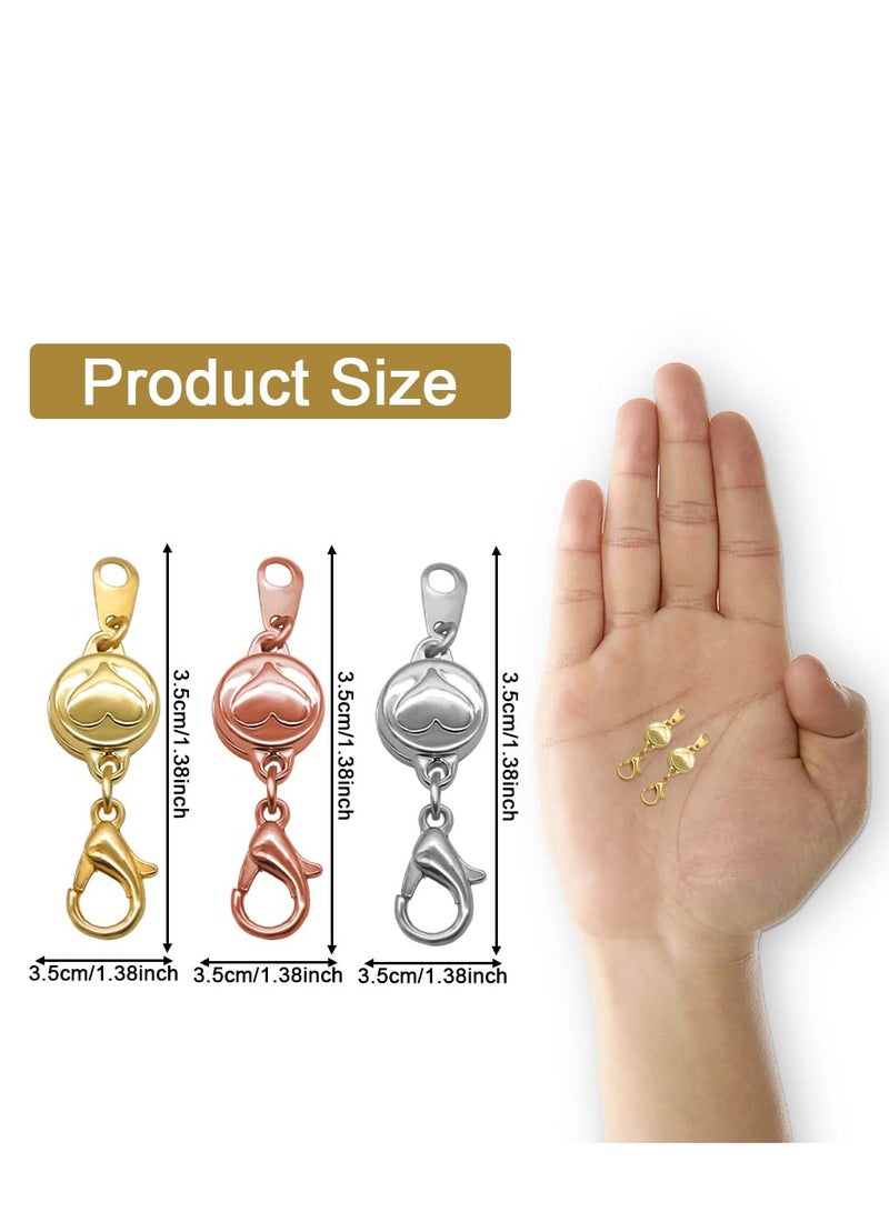 SYOSI Set of 6 Locking Magnetic Clasp, Heart Embedded Necklace Clasp, Magnetic Necklace Clasps Closures, Magnetic Lobster Clasps Converter for DIY Necklace Bracelet Jewelry Crafts Making Supplies - Image 3