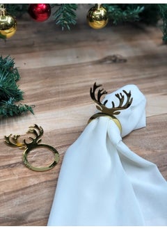 Masalsı Concept Fairytale Concept Decorative New Year Napkin Holder 6-Piece Deer Motif Gold Plexiglass Napkin Ring Napkin Ring 