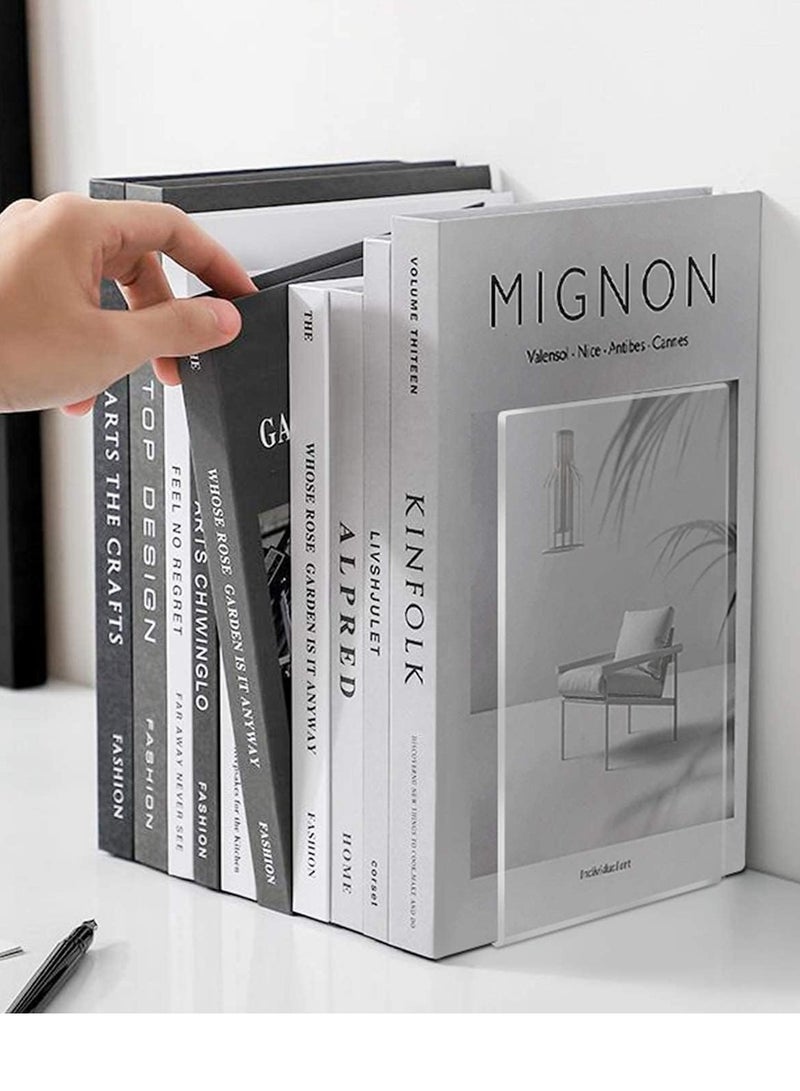 Excefore 2 Pairs Clear Acrylic Bookends Acrylic Book Ends for Book Shelves for School Supplies Library Books Office Book Holder - Image 5