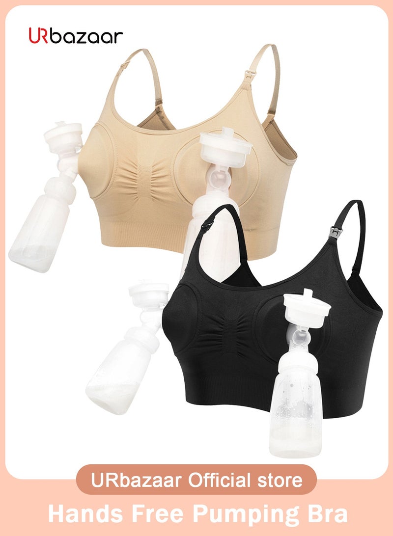URbazaar 2-Pcs Hands Free Pumping Bra, Adjustable Breast-Pump Holding and Nursing Bra  - Image 1