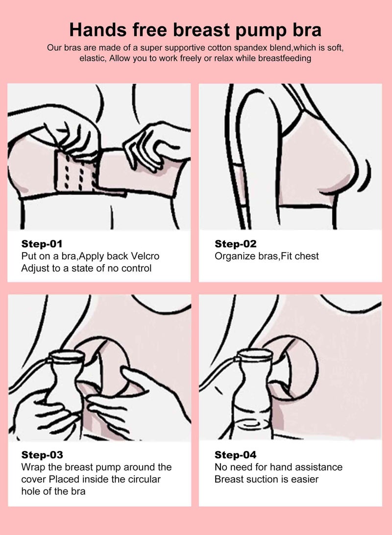 URbazaar 2-Pcs Hands Free Pumping Bra, Adjustable Breast-Pump Holding and Nursing Bra  - Image 3