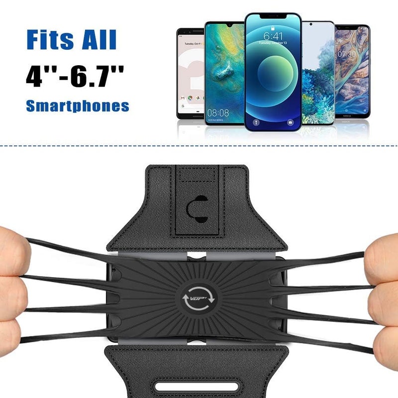 VUP Running Armband 360Â°Rotatable for iPhone 17/16/15/14/13/Pro Max/Pro/Mini/12/11/SE/Xs/XR/X/8/7/Plus, Fits All 4-6.7 Inch Smartphones, with Key Holder Phone Armband for Running Hiking Biking (Black) - Image 5