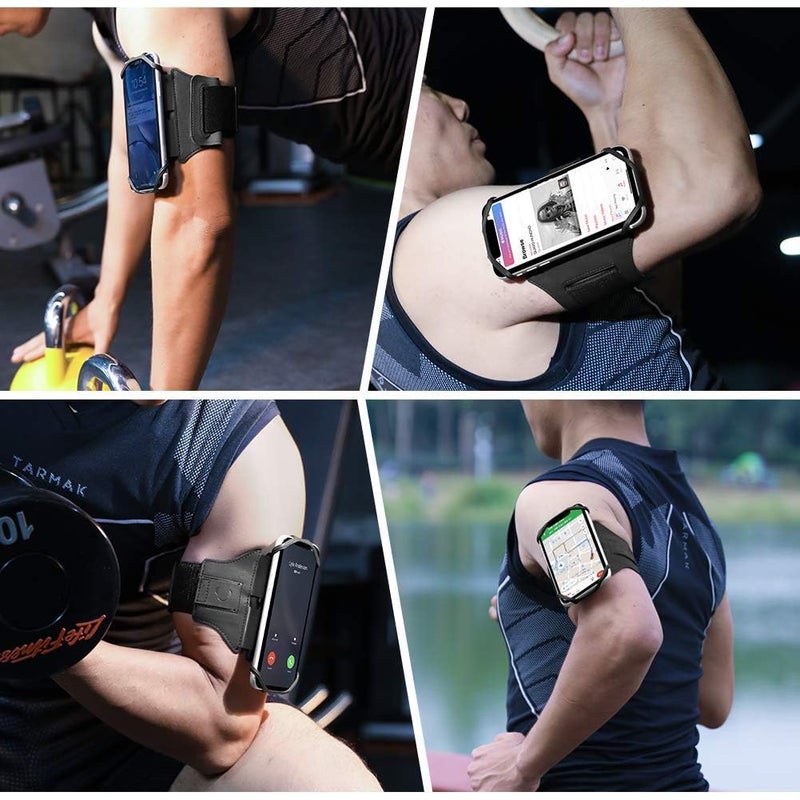 VUP Running Armband 360Â°Rotatable for iPhone 17/16/15/14/13/Pro Max/Pro/Mini/12/11/SE/Xs/XR/X/8/7/Plus, Fits All 4-6.7 Inch Smartphones, with Key Holder Phone Armband for Running Hiking Biking (Black) - Image 2