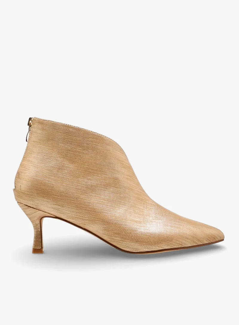 Flora Bella By Shoexpress GOLD Women Kitten Heel Ankle Boots Ramadan Collection for Women | Best Price UAE