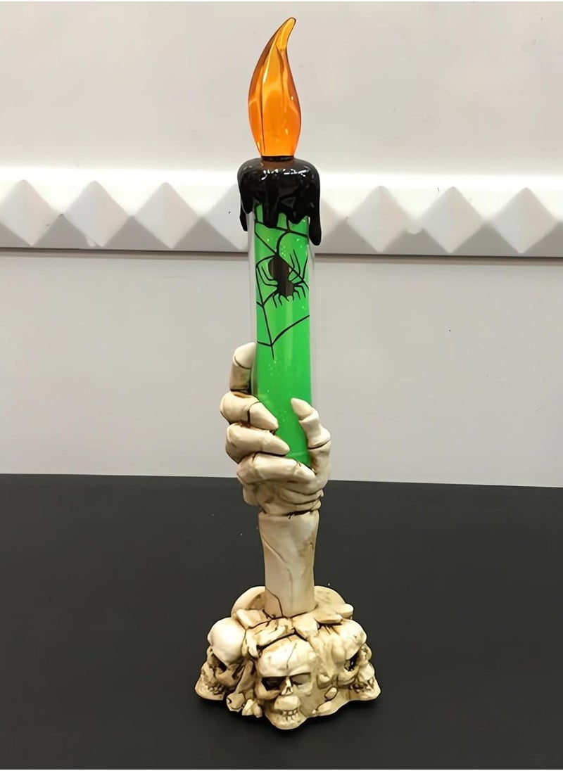 Generic LED Candle Flameless Candle Holder Candle Light for Party Decoration and Haunted House Decoration (Green - 1 Piece)  - Image 1