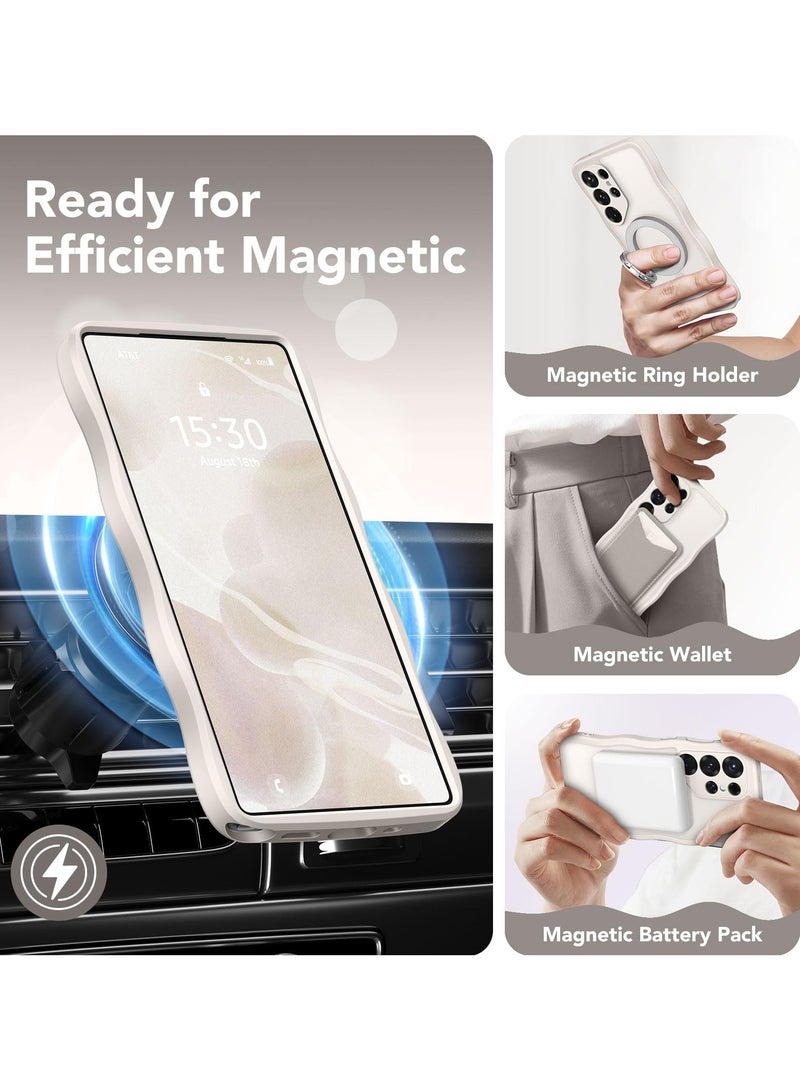 CAPRARO for Samsung Galaxy S25 Ultra Case for Women Girls, Upgraded [Full Camera Protection] [Compatible with MagSafe] Cute Wave Translucent Matte Phone Case for Samsung S25 Ultra,  Milky White  - Image 3