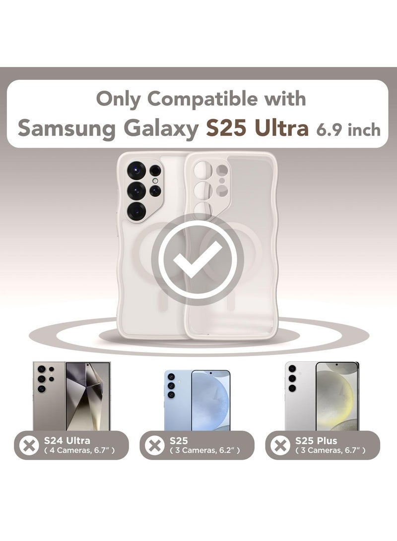 CAPRARO for Samsung Galaxy S25 Ultra Case for Women Girls, Upgraded [Full Camera Protection] [Compatible with MagSafe] Cute Wave Translucent Matte Phone Case for Samsung S25 Ultra,  Milky White  - Image 2