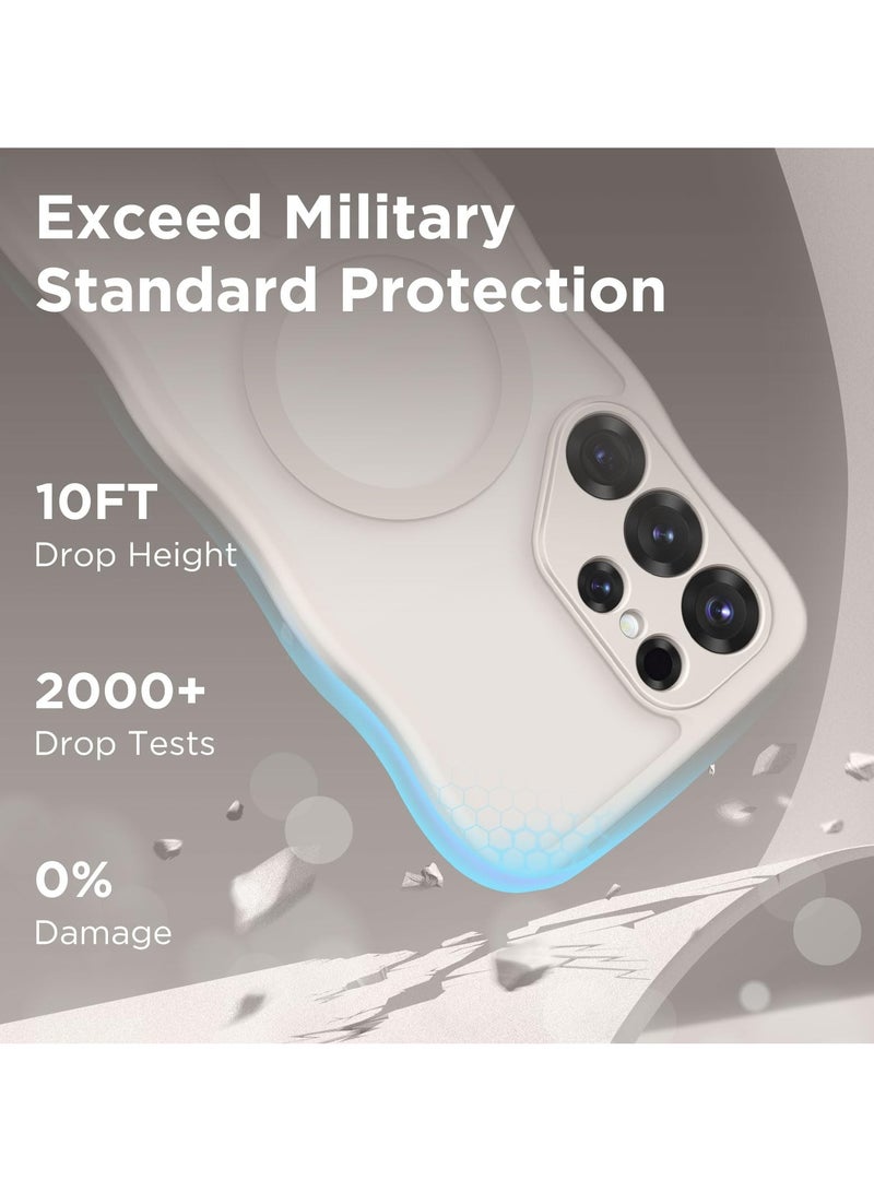 CAPRARO for Samsung Galaxy S25 Ultra Case for Women Girls, Upgraded [Full Camera Protection] [Compatible with MagSafe] Cute Wave Translucent Matte Phone Case for Samsung S25 Ultra,  Milky White  - Image 5