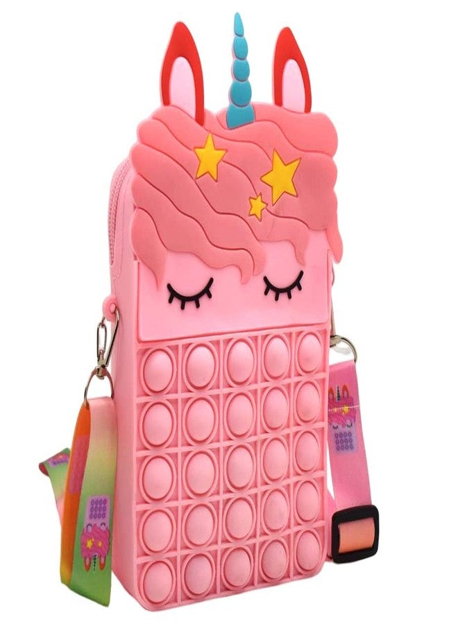 4AJ BAZAAR Unicorn Bag Sling Bag Toy for Girls Kids, Pop It Bag for Girls, Pop It Fidget Toy Shoulder Bag Stress Relief Toy (POPBAG-UNI-BIG-BABY-PINK) - Image 1