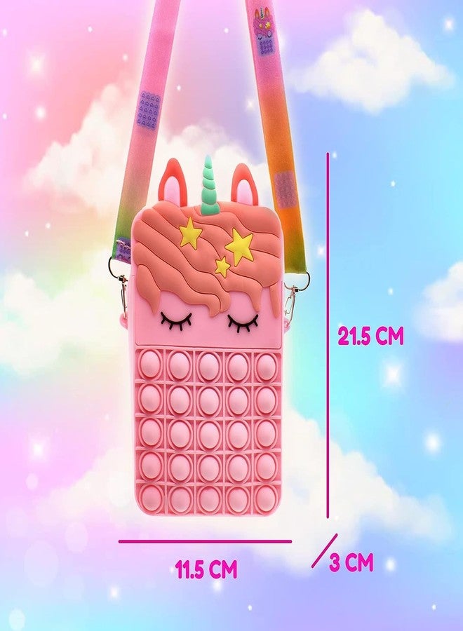 4AJ BAZAAR Unicorn Bag Sling Bag Toy for Girls Kids, Pop It Bag for Girls, Pop It Fidget Toy Shoulder Bag Stress Relief Toy (POPBAG-UNI-BIG-BABY-PINK) - Image 3