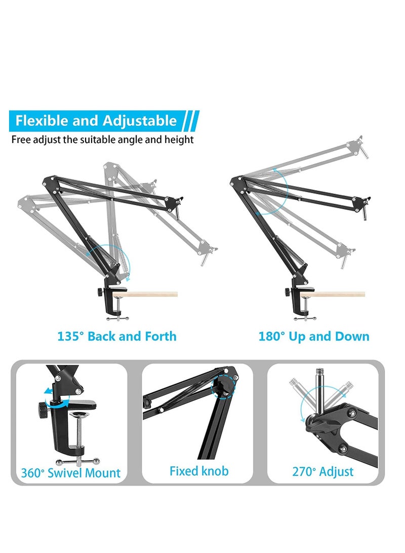 XiuWoo Mic Arm Stand Desk Heavy Duty Adjustable Suspension Microphone Boom Scissor Stands with Shock Mount and Pop Filter for Blue Yeti Nano, Live Streaming, Recording, Games(without Microphone)  - Image 2