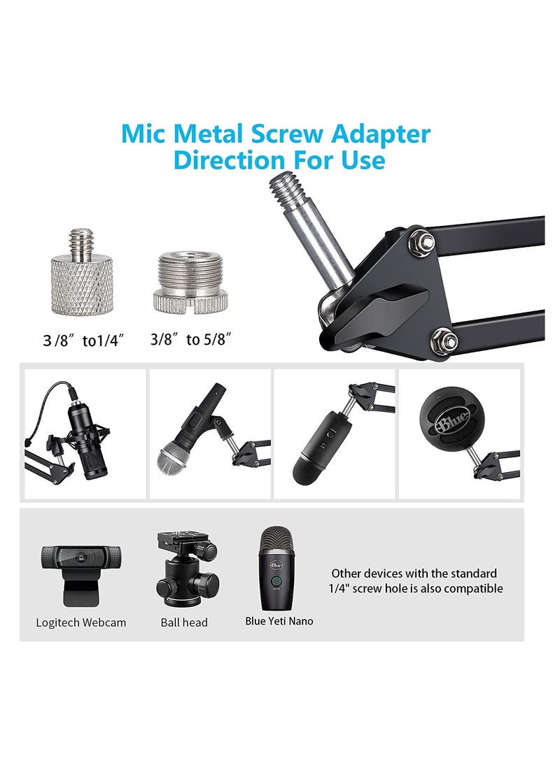 XiuWoo Mic Arm Stand Desk Heavy Duty Adjustable Suspension Microphone Boom Scissor Stands with Shock Mount and Pop Filter for Blue Yeti Nano, Live Streaming, Recording, Games(without Microphone)  - Image 3