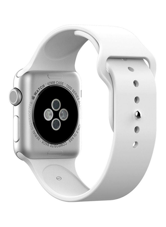 NIBEMINENT Replacement Silicone Watch Band For Apple Series 3/2/1 White - Image 1