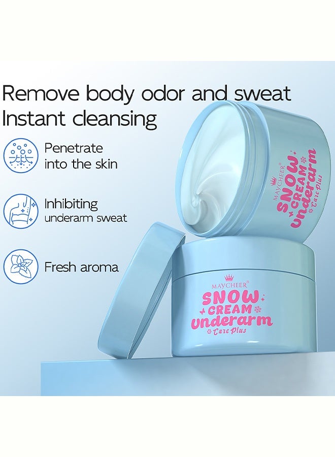 MAYCHEER Snow Cream Underarm Care Cream, Brightening & Odor Control Deodorant Cream, Nourishing & Refreshing Underarm Whitening Lotion for Sensitive Skin, 50g - Image 4