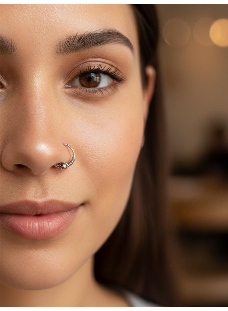 Spaceshoop Nose Ring Hoop Stainless Steel Wire Wrapped Nose Piercing Nose Jewelry for Women Various Colors and Styles Handmade Boho Beaded Piercing Accessory - Image 2