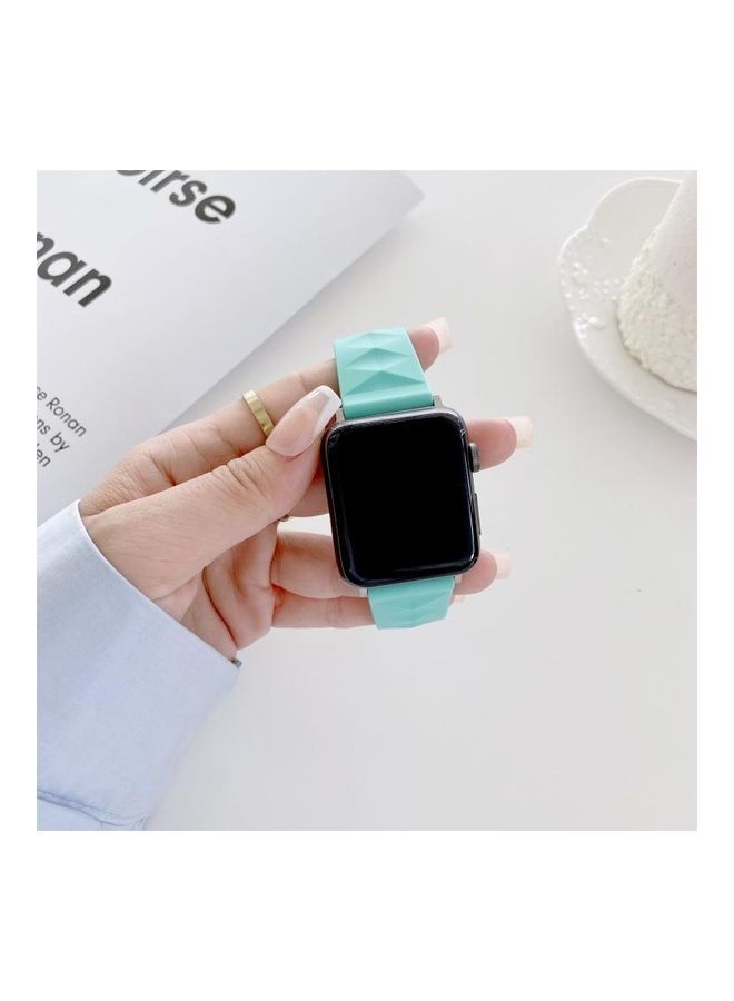 NIBEMINENT Modern Style Silicone Replacement Strap Watchband for Apple Watch Series 7/6/SE/5/4/3/2/1 42/44/45mm Mint Green - Image 4