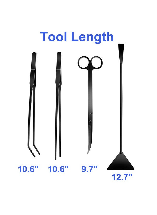 PAFOWO 4Pcs Aquascaping Tools Kit, Long Stainless Steel Aquarium Plant Tools with Black Anti-rust Coating, Aquarium Tweezers, Scissors, and Scrapers for Aquascaping Cleaning（Magnetic Tool Holder） - Image 2