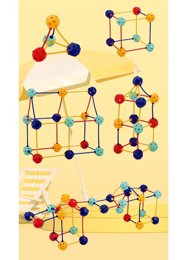 مجموعة ألعاب مكعبات البناء الإبداعية من 75 قطعة مع صندوق تخزين، أدوات تعليمية يوصي بها المعلم، لعبة تعليمية لتحديد الأشكال، ألعاب تعليمية ثلاثية الأبعاد إبداعية يمكنك صنعها بنفسك للأولاد والبنات والأطفال من سن 3 سنوات فما فوق - Image 3