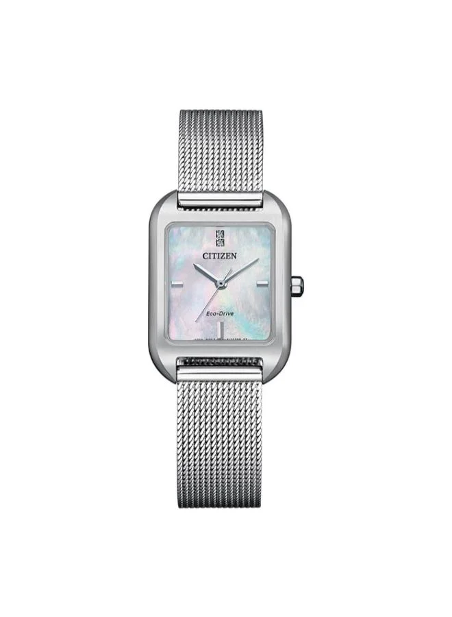 CITIZEN Women's Stainless Steel Mesh Eco-Drive Standard Watch EM0491-81D - 31.1 x 23.5 mm