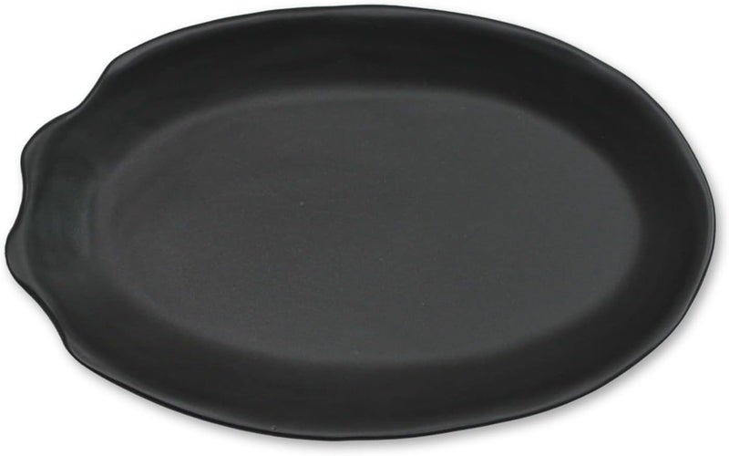 roro 11 Inch Handmade Ceramic Stoneware Dinner Plates in Matte Black Set of 2  Oval Design Perfect for Elegant Dining Plating and Serving Microwave Oven  Dishwasher Safe - Image 3