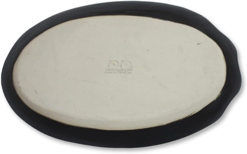 roro 11 Inch Handmade Ceramic Stoneware Dinner Plates in Matte Black Set of 2  Oval Design Perfect for Elegant Dining Plating and Serving Microwave Oven  Dishwasher Safe - Image 4
