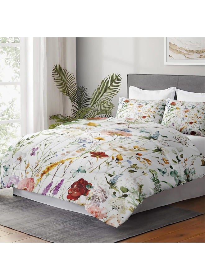 WeCozy Twin Size Comforter Set with Pillowcase, Wildflower Flower Floral 2 Pcs Bedding for Kids and Adults, Boho Watercolor Butterfly Soft Comforter Set for Bedroom Bed Decor - Image 4