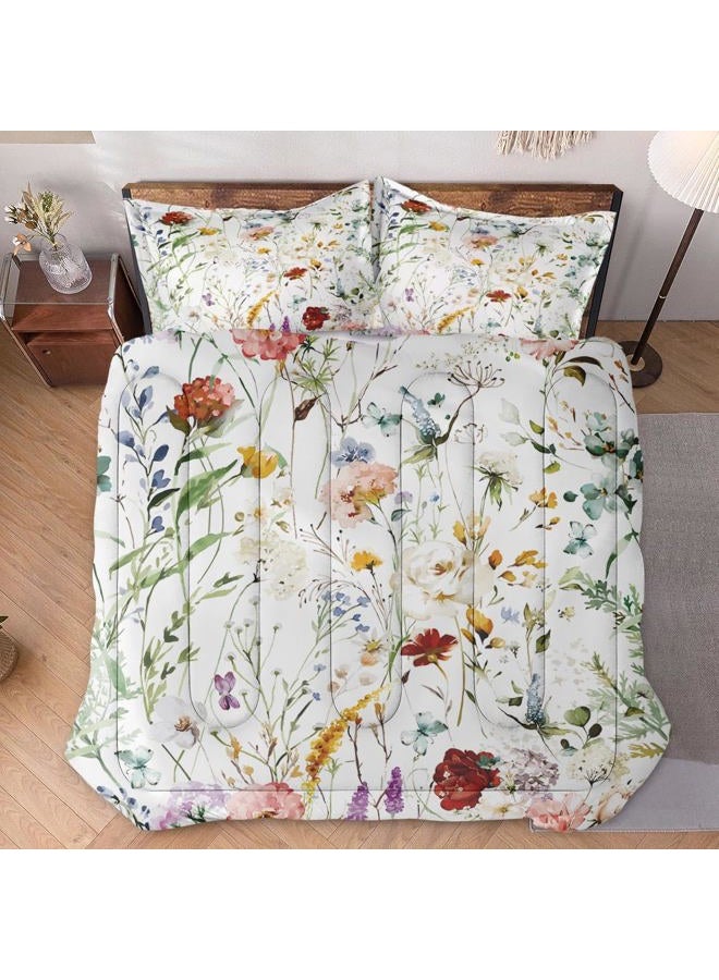 WeCozy Twin Size Comforter Set with Pillowcase, Wildflower Flower Floral 2 Pcs Bedding for Kids and Adults, Boho Watercolor Butterfly Soft Comforter Set for Bedroom Bed Decor - Image 2