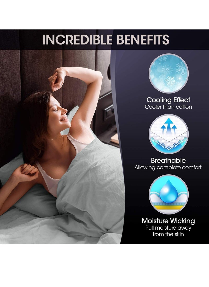 7 STARS HZM - Bamboo Duvet Cover Single Size 150x200 cm With Button Closing and Corner Ties 400TC Cool, Anti-Allergic, Soft and Silky – Sky Blue - Image 1