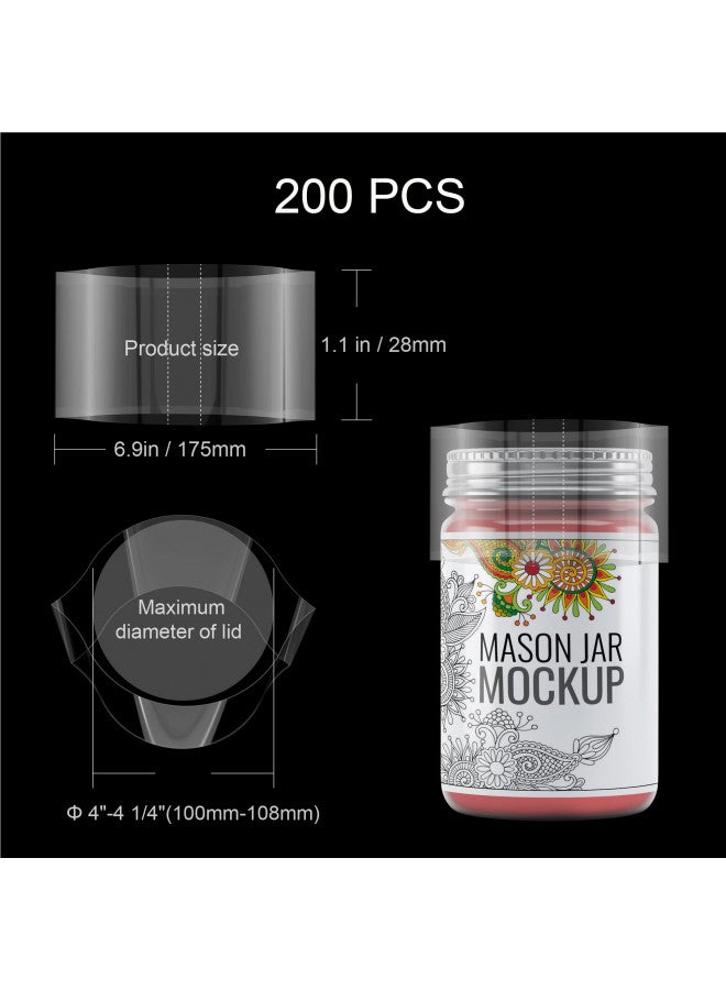 AOUKAR Shrink Wrap Bands for Jars Seals Heat Shrink Bands Cap Seal for Jars Mouth Shrink Bag Refillable Shrink Wrap Container-200 Pieces-6.9 x 1.1 Inch-175 x 28mm - Image 1