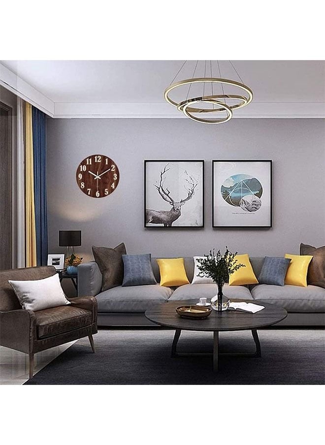 عربست - ساعة حائط مضيئة ، تصميم خشبي صامت 12 بوصة ، أضواء ليلية متينة من الخشب النقي ساعة حائط مستديرة ، بطارية صامتة غير موقوتة ، سهلة القراءة ، لمكتب غرفة المعيشة - Image 1